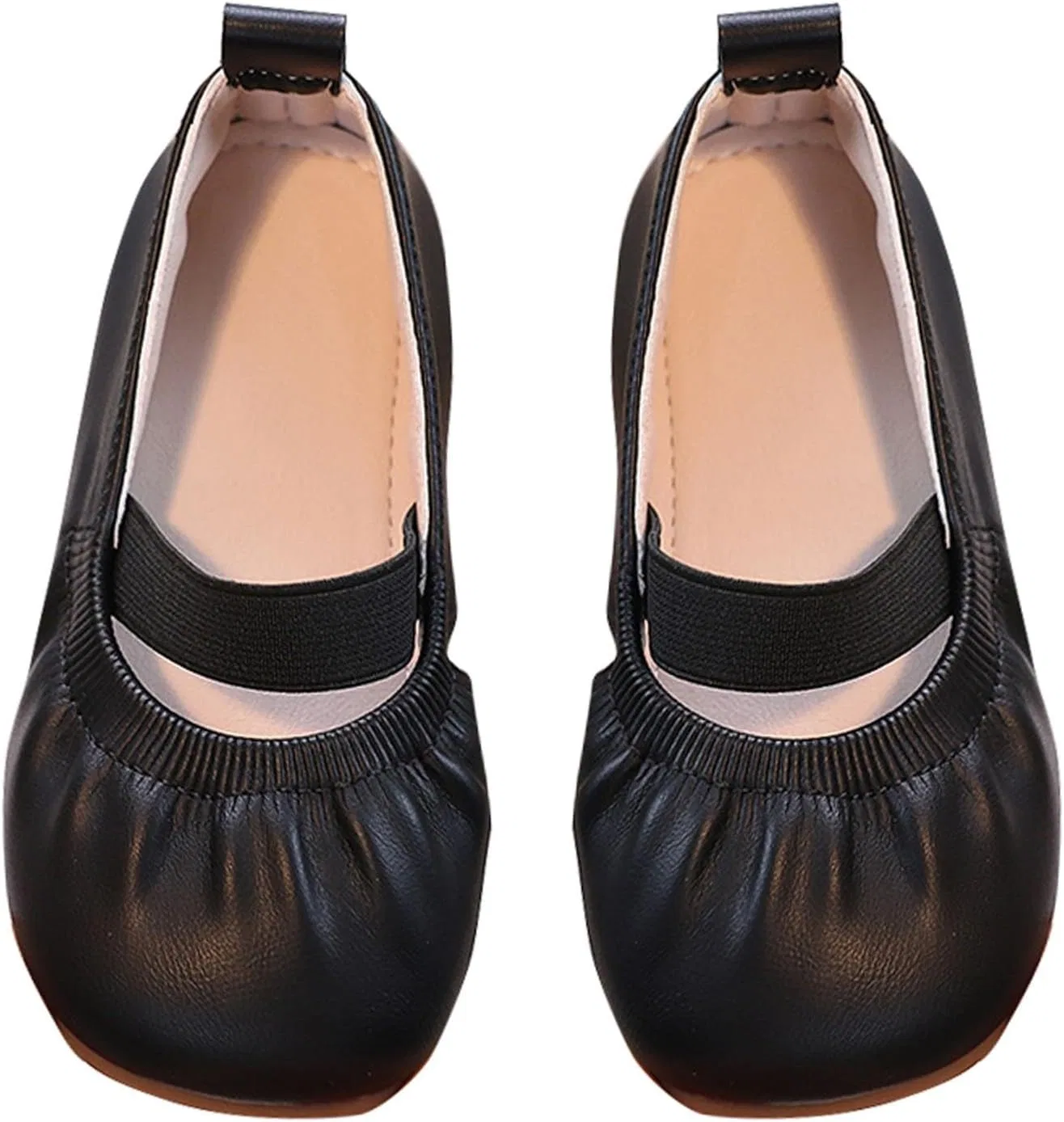 Детские балетки для девочек с квадратным носком Flower Girl Dress Shoes, Black