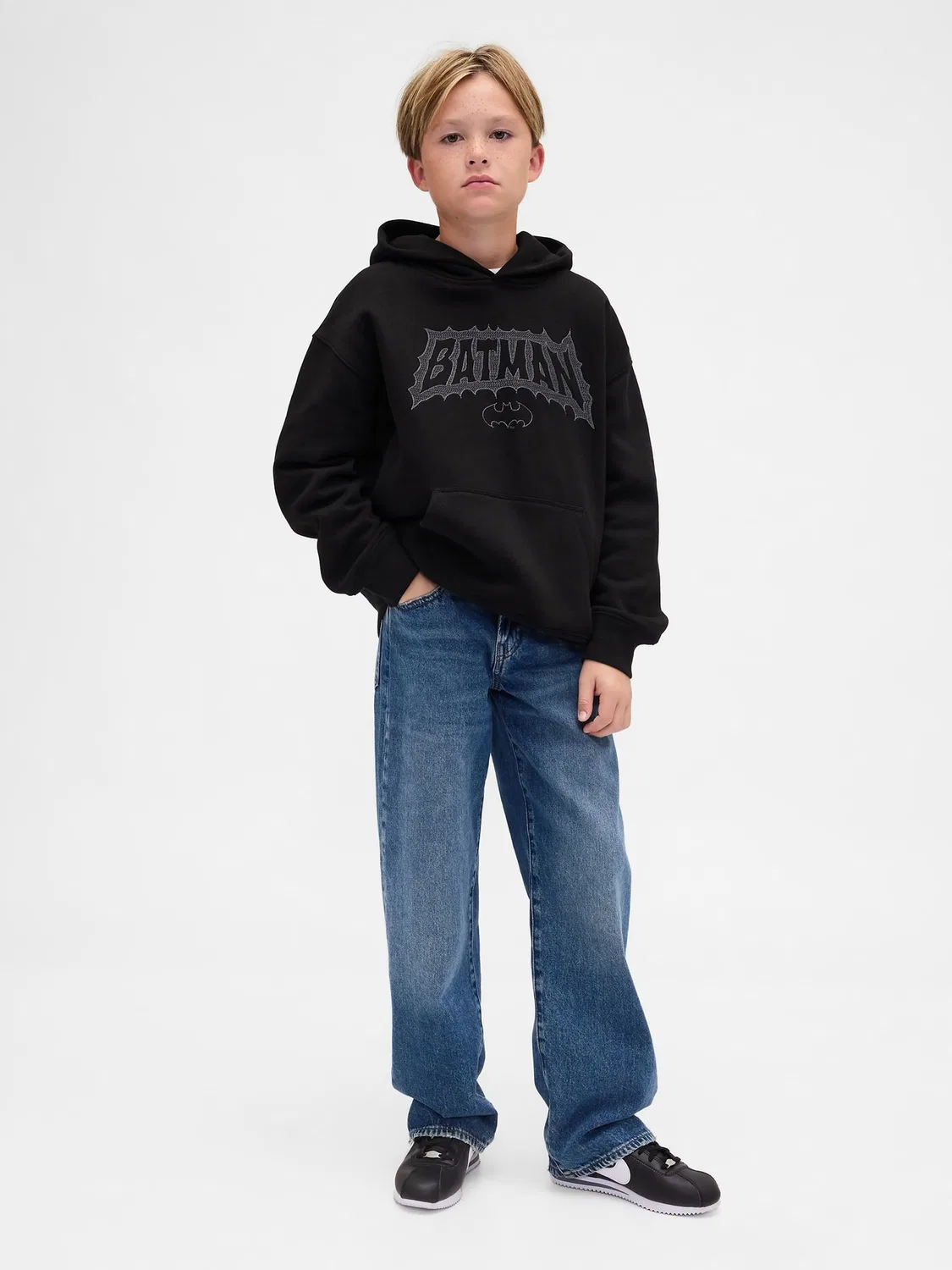 Худи Gap Marvel VintageSoft Relaxed Hoodie, черный — фото 3