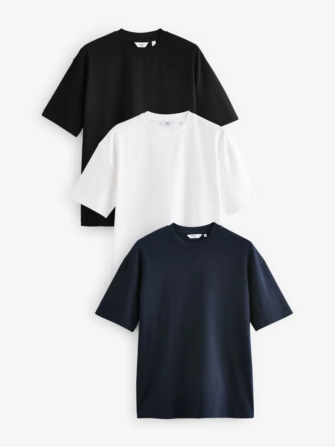 Футболка свободного кроя 3-pack, White/Black/Navy Next