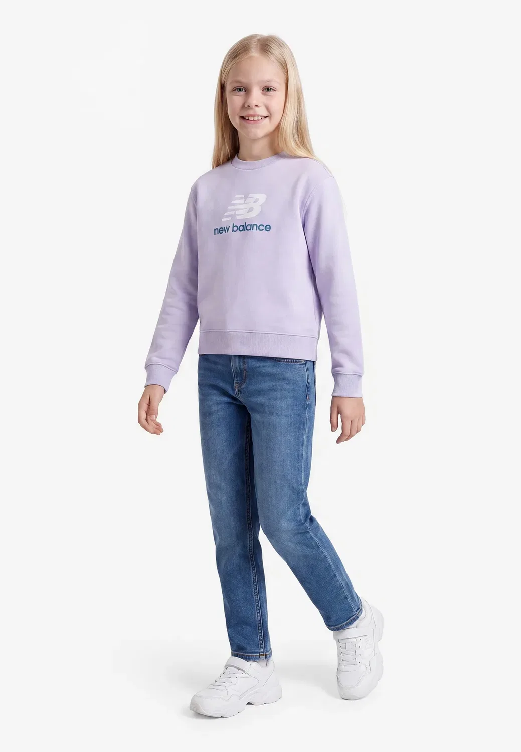 Толстовка с круглым вырезом и логотипом Stacked New Balance, Smoked Violet