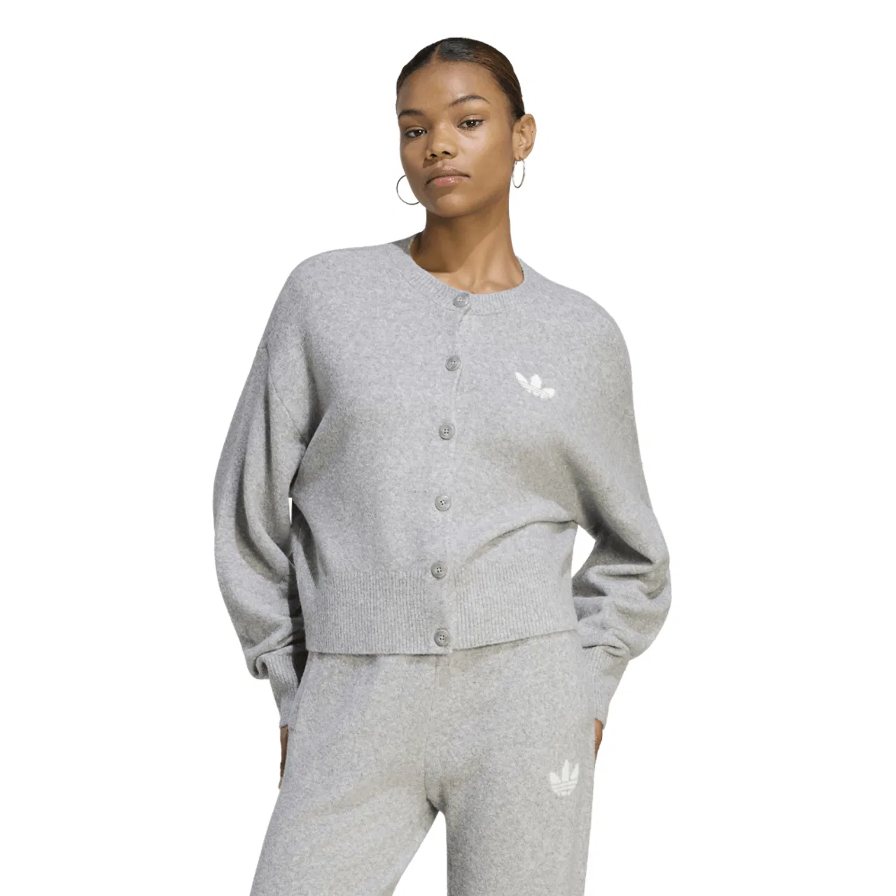 Женский кардиган с длинным рукавом, свободного кроя, adidas Originals Essentials Knit Cardigan, adidas, Medium Grey Heather