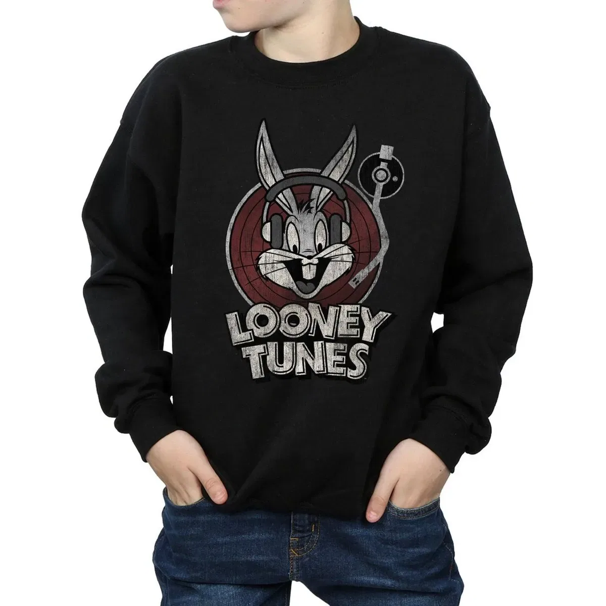 Свитшот с принтом Bugs Bunny Circle Logo Looney Tunes, Black — фото 4