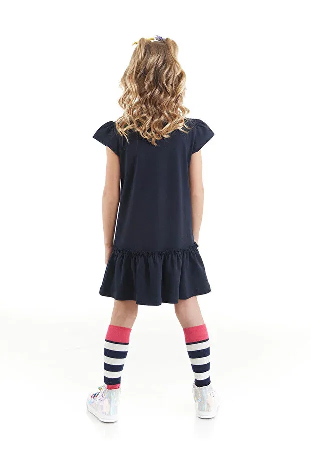 Детское платье для девочек хлопковое Ice cream dream Denokids, Navy Blue — фото 3