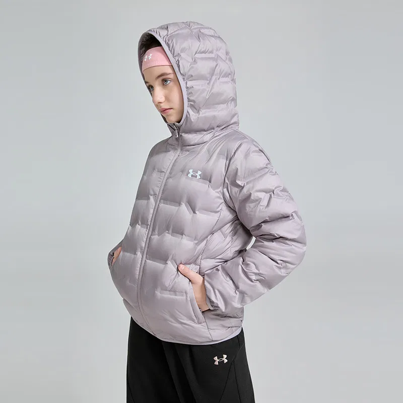 Детская тонкая куртка с капюшоном Under Armour, Lead Gray Purple — фото 4