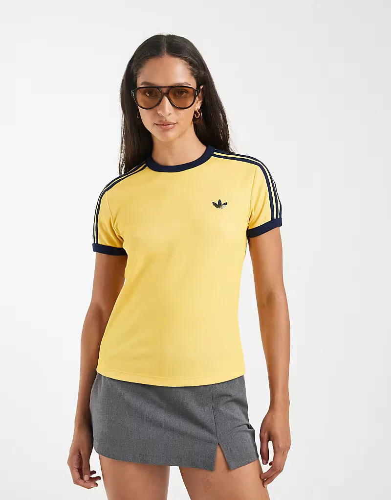 Футболка Adidas Originals Heather 3s cali tee в теплом ванильном цвете/ярком золотом цвете — фото 4
