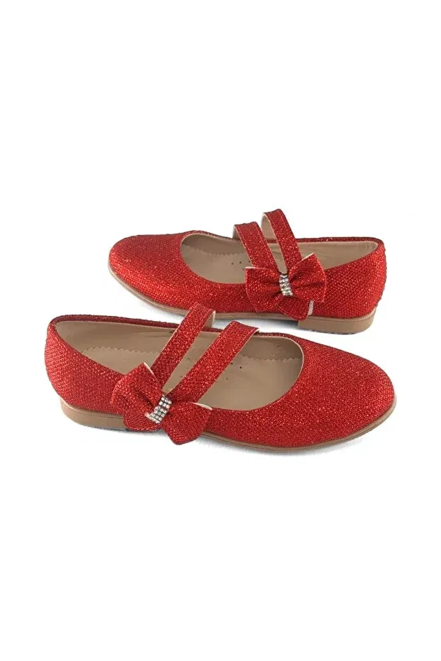 Детские балетки для девочек с бантиком Izmir Bdk Butik, Red — фото 3