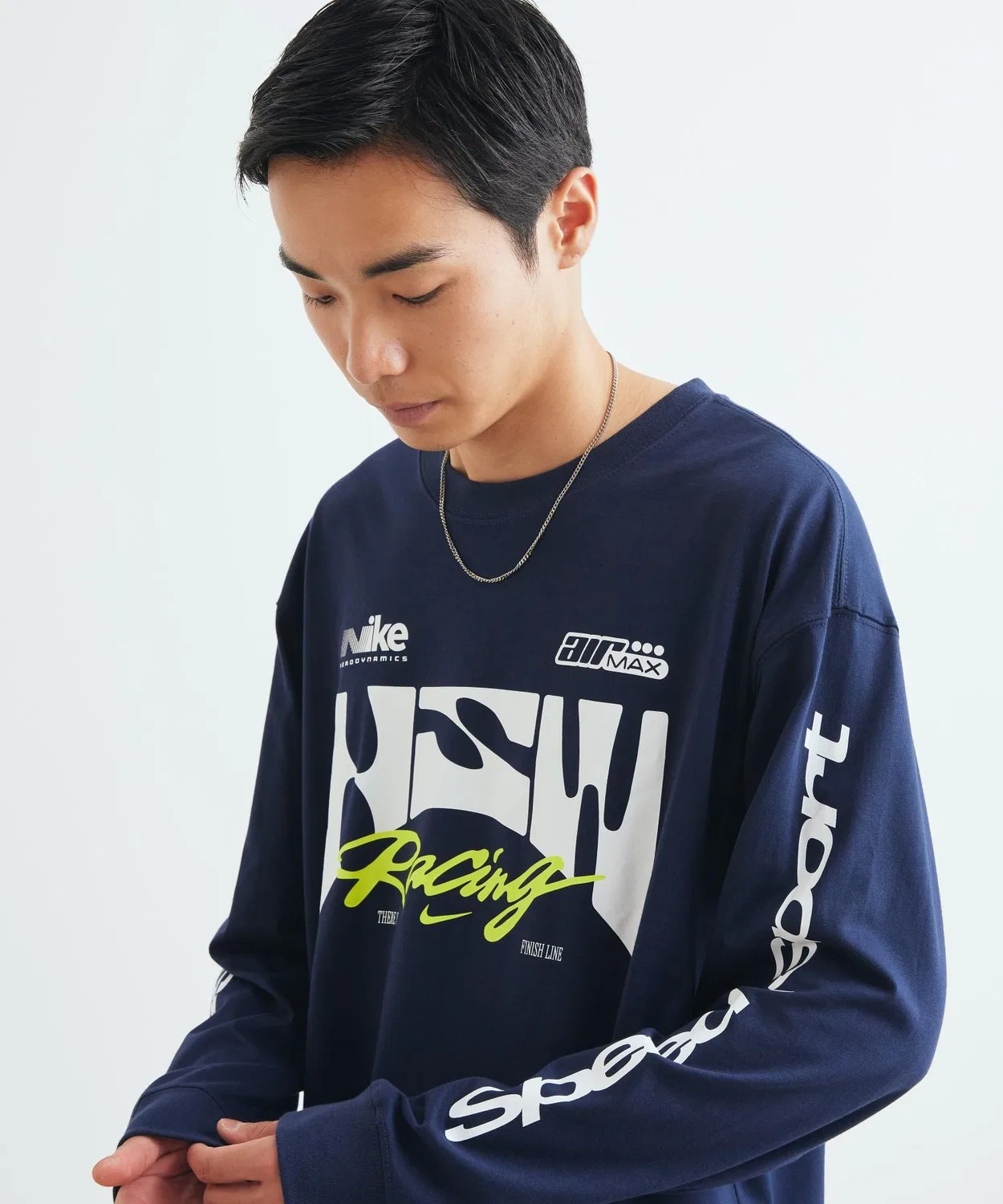 Мужская футболка с длинным рукавомс принтом Nike Sportswear Long-Sleeve T-Shirt IM3782-451, Navy — фото 3