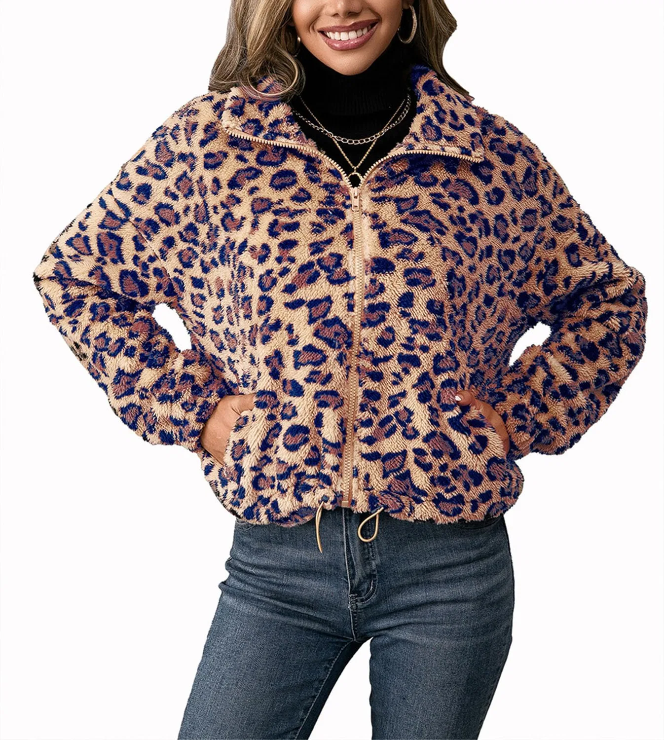Женское утеплённое пальто с принтом леопарда, модель Plush Outwear, 1