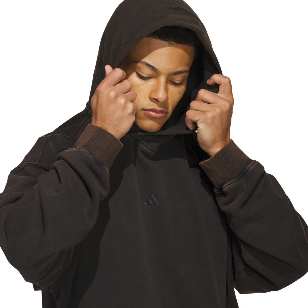 Мужское худи из хлопкового футера Basketball Washed Fleece Hoodie Adidas, черный — фото 3