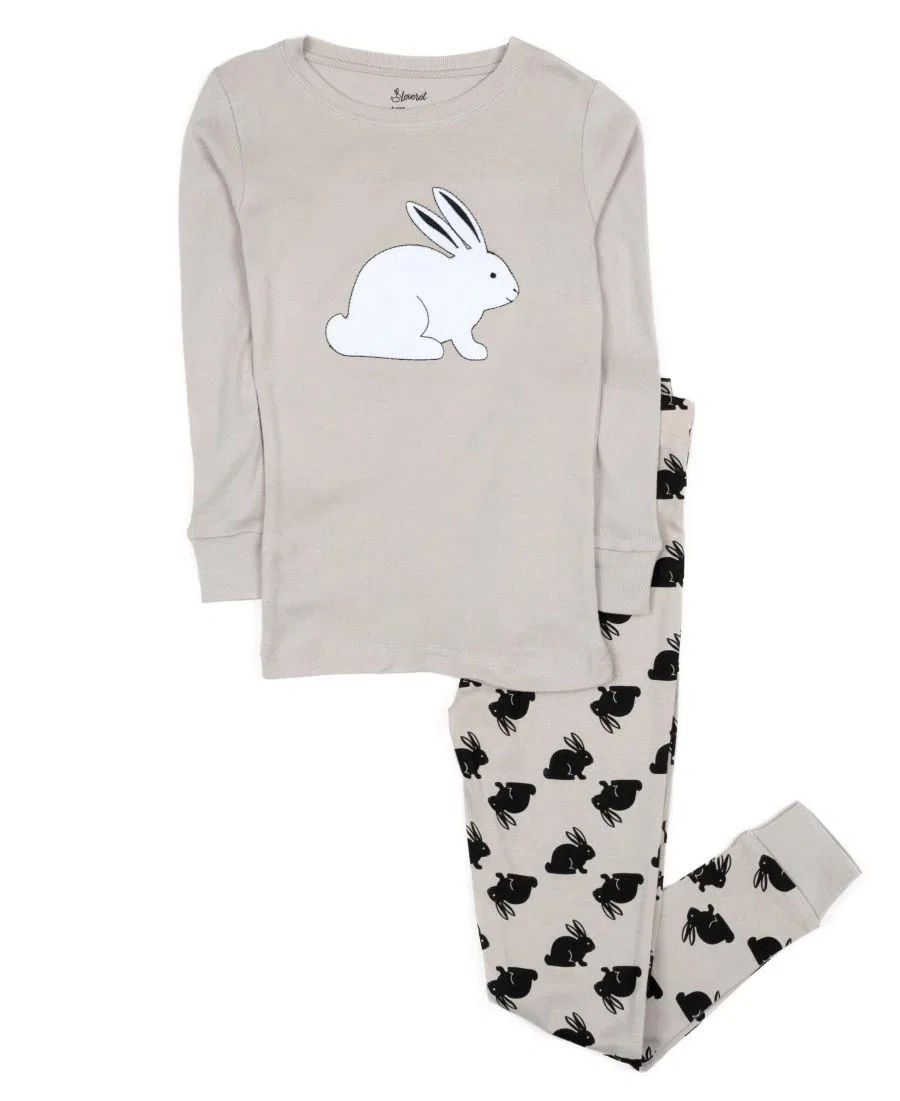 Комплект пижам из хлопка с кроликами Leveret, Bunny Grey