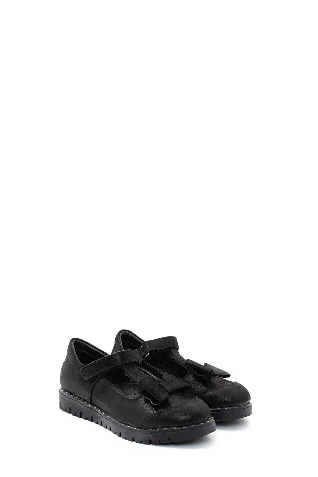 Детские повседневные туфли для девочек из сатина Ayakkabıhane, Black Satin