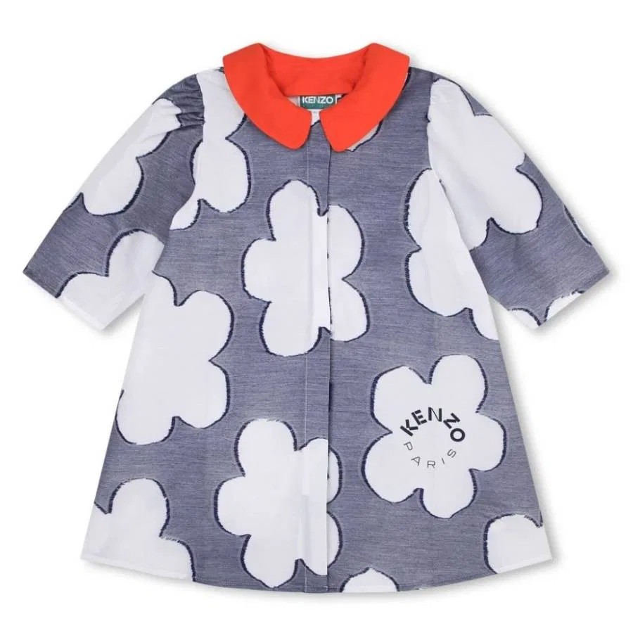 Платье с цветочным принтом Girls Floral Print Cotton Dress Kenzo, Multicolor