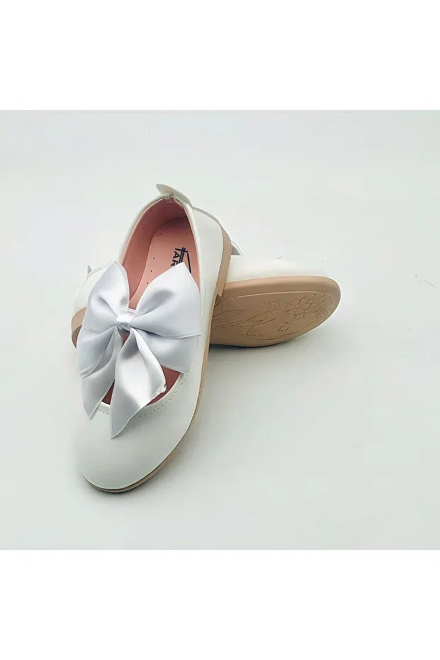 Детские балетки для девочек с большим бантом Arçın Shoes, White — фото 2