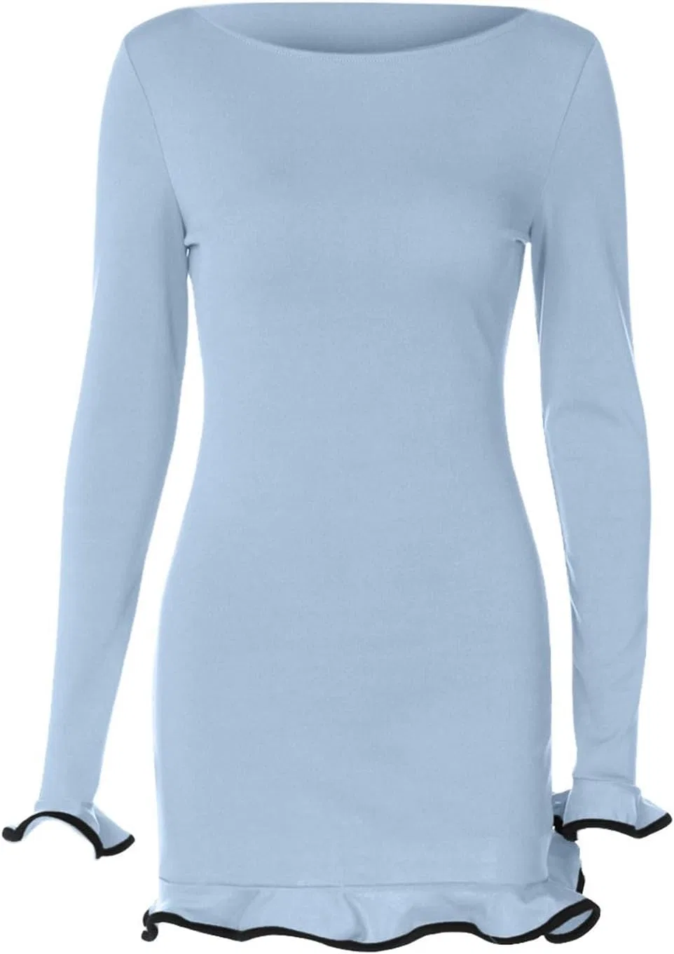 Женское вязаное платье мини, Round Neck, Slim, Blue