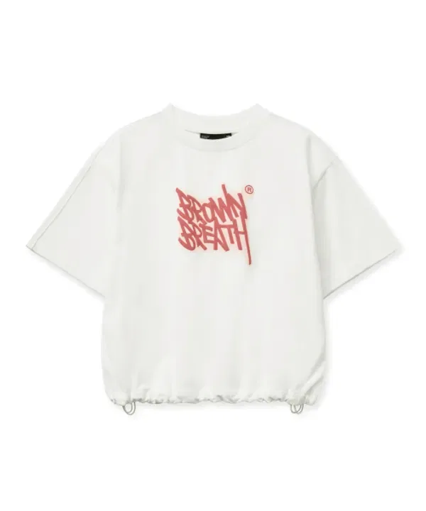 Футболка с коротким рукавом tag crop mtm tee, Brownbreath Kids, слоновая кость — фото 4