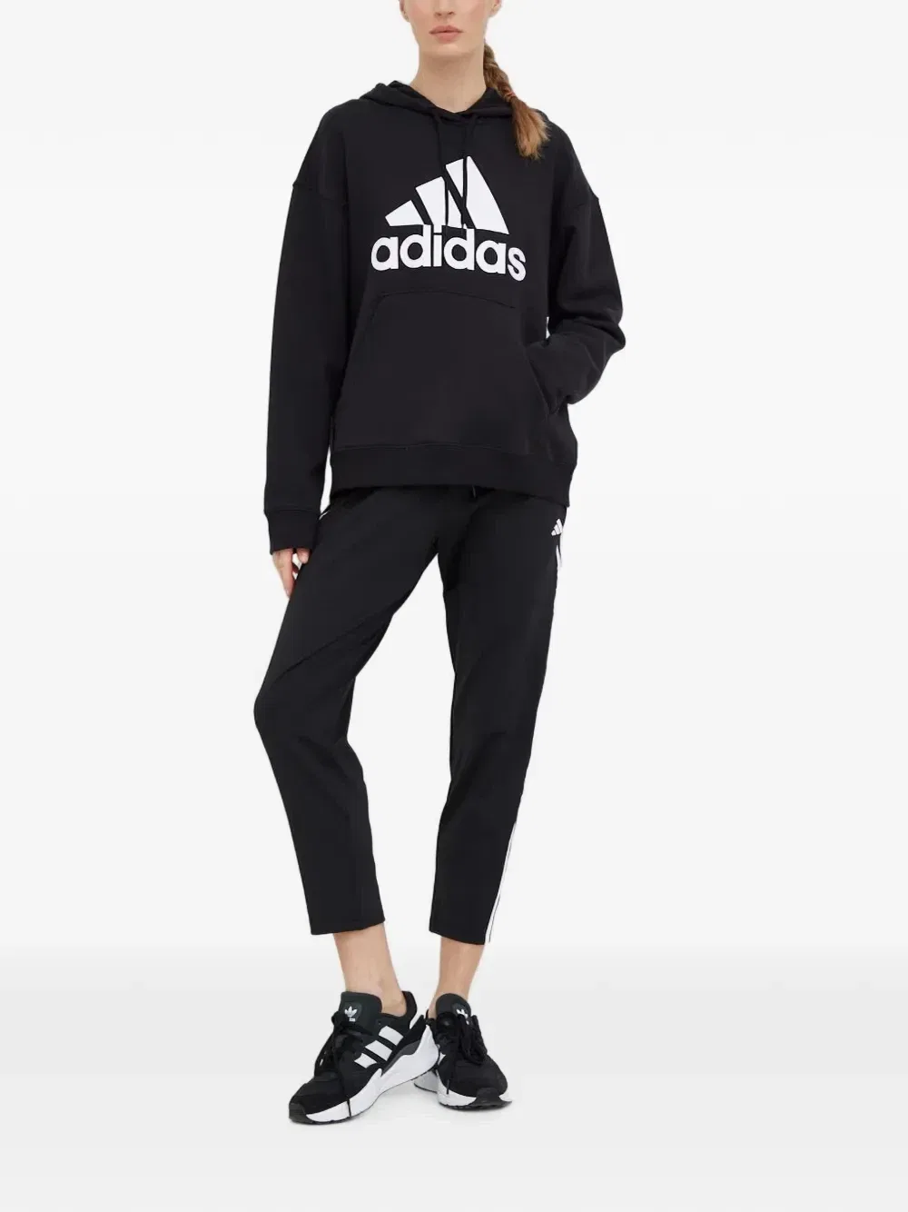 Толстовка с капюшоном и логотипом Adidas, черный — фото 2
