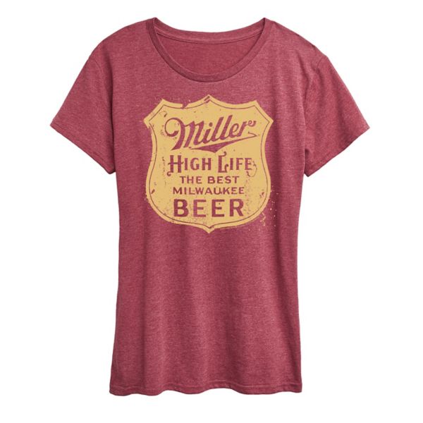 

Женская футболка Miller High Life с винтажным графическим гербом Licensed Character, красный