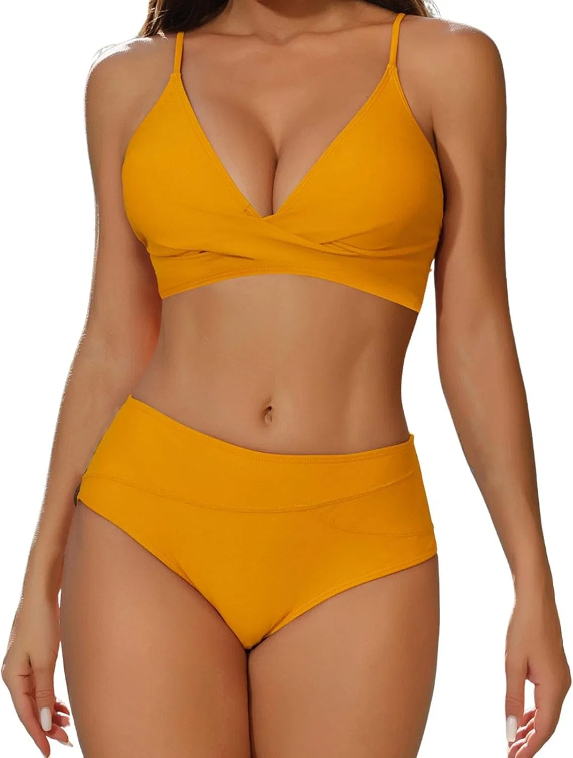 Женский бикини-сет хай-кат Quick Drying Stretchy, Yellow