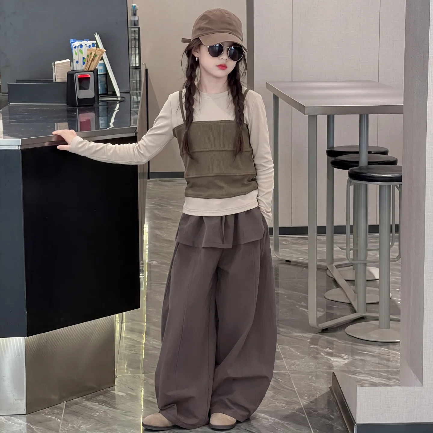 Детский спортивный комплект с круглым вырезом Kaga Army Green Top MADALLO, Kaga Army Green Top — фото 4