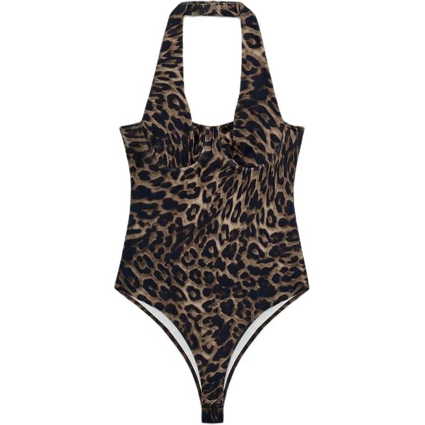 Женское боди с принтом леопард Halter ZARA, Leopard Print