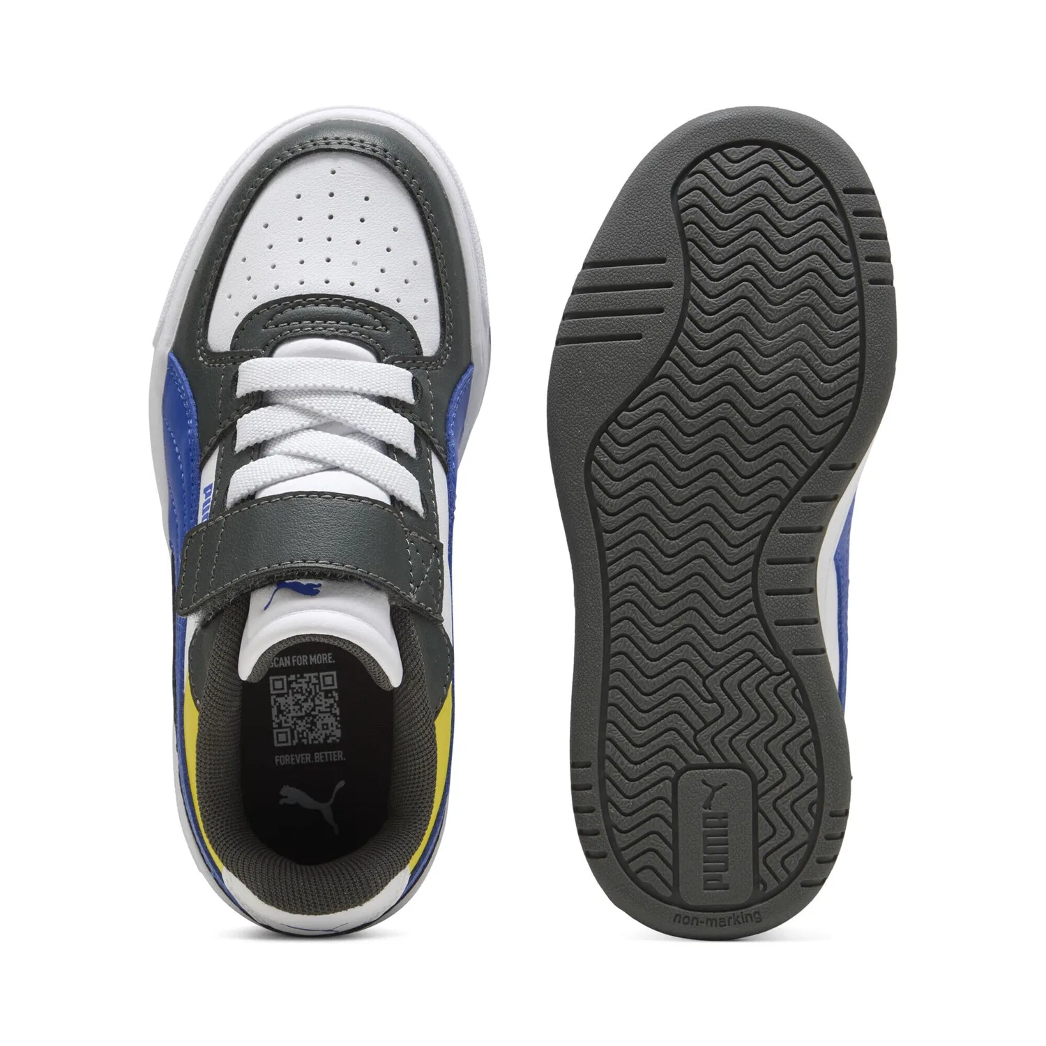 Детские кроссовки для мальчиков с принтом Caven Velcro Pre-school PUMA, III Block Shadow Gray Royal Sapphire White — фото 4