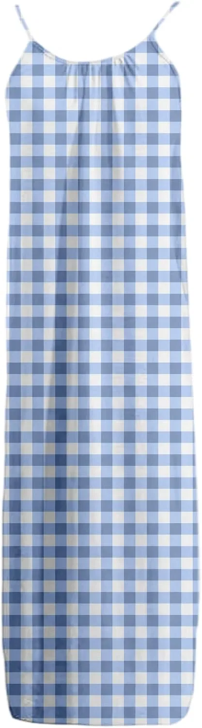 Женское летнее платье-макси без рукавов с принтом, Light Blue — фото 4