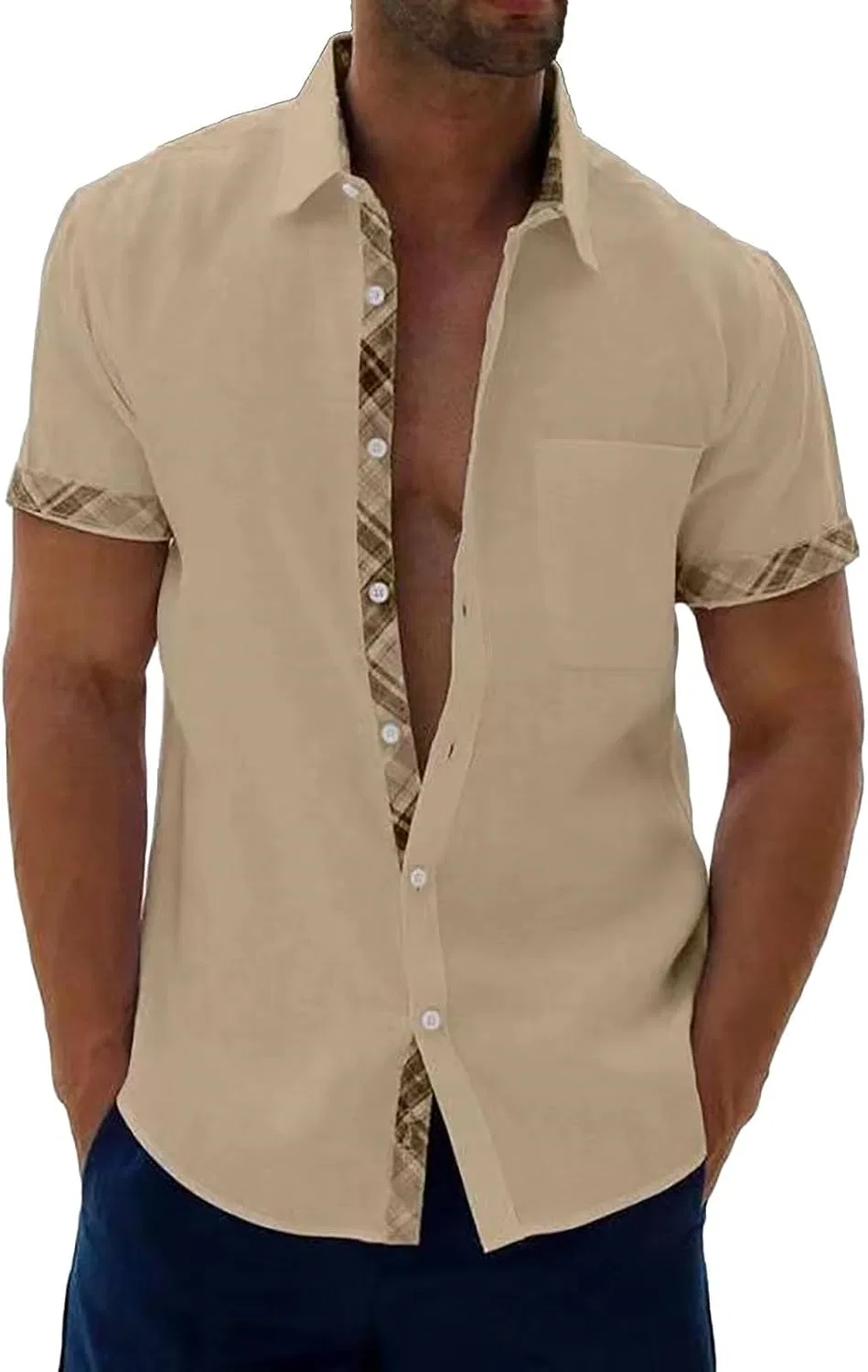 Мужская футболка с отложным воротником Generic, Khaki