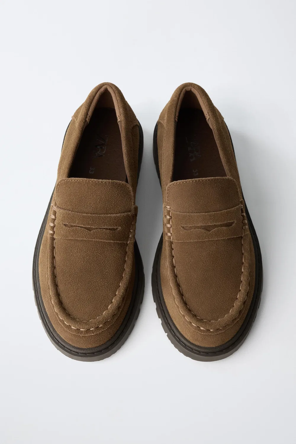 КОЖАНЫЕ ЛОФЕРЫ ZARA, Brown — фото 3