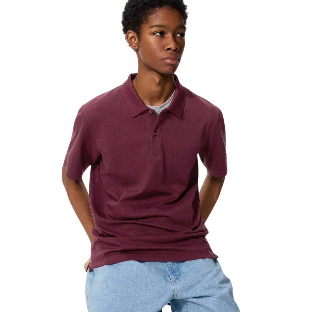 Футболка-поло Uniqlo AIRism Cotton Pique Unisex, 18 бордовый