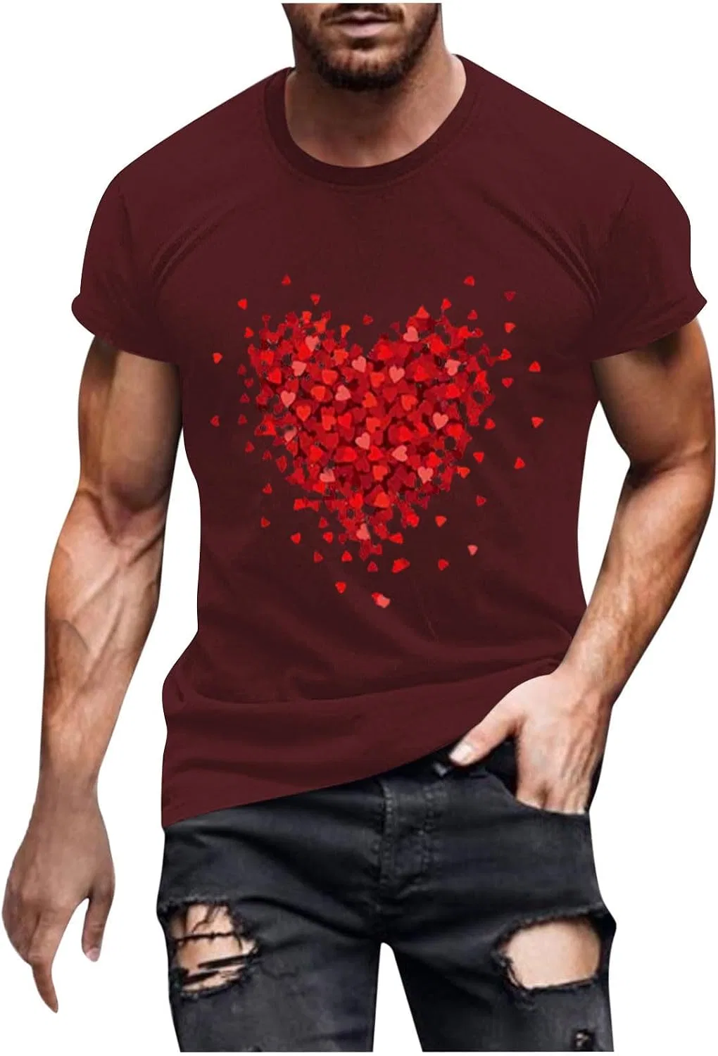 Футболка с принтом Love, Unisex, Wine