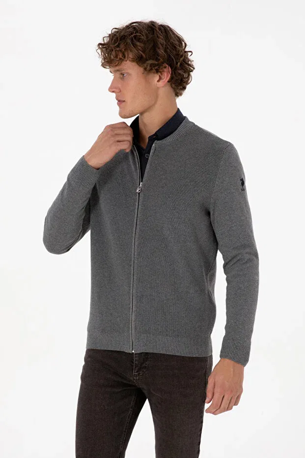 Мужской кардиган с длинным рукавом U.S. Polo Assn., Gray Melange — фото 3