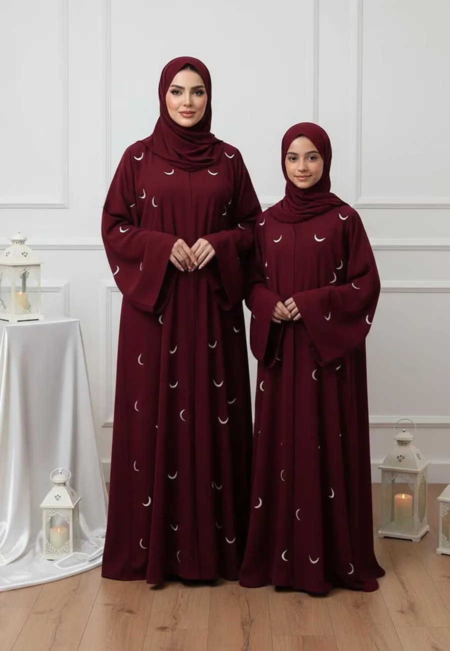 Абая с длинным рукавом The Amar Abaya Nukhbaa, бордовый — фото 3
