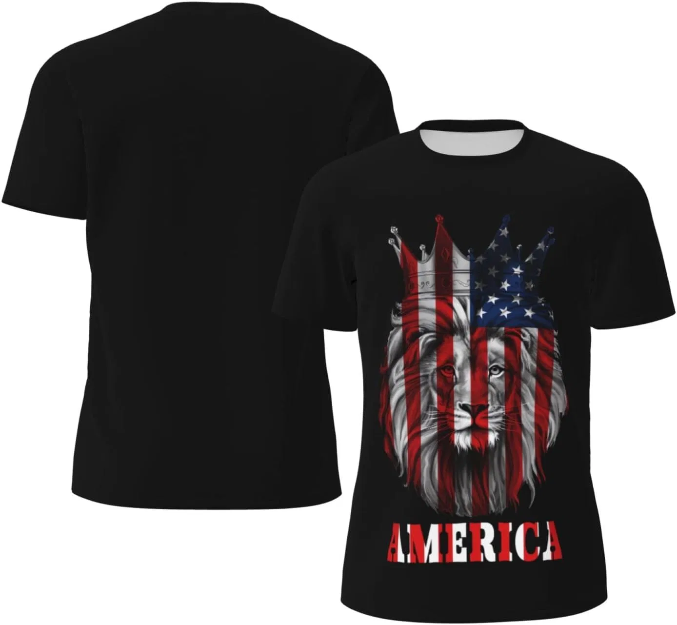 Мужская футболка с принтом King Lion America Flag, Black — фото 4