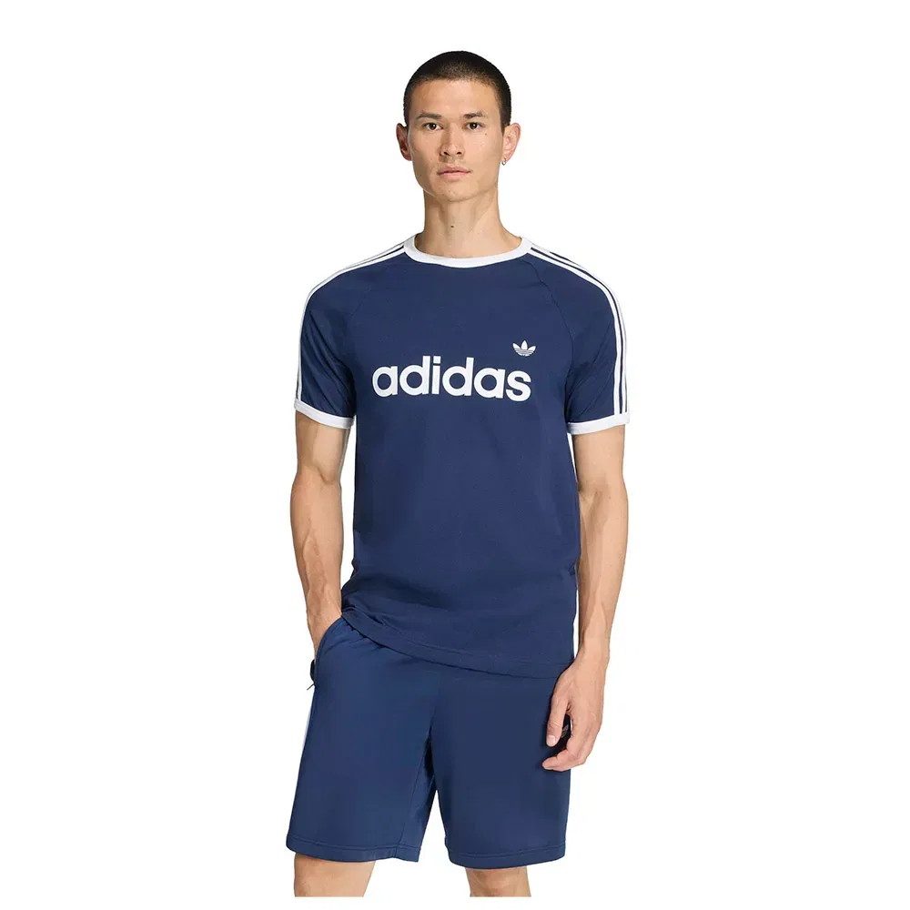 Футболка с коротким рукавом 3 Stripes Slim Ringer Adidas Originals, синий