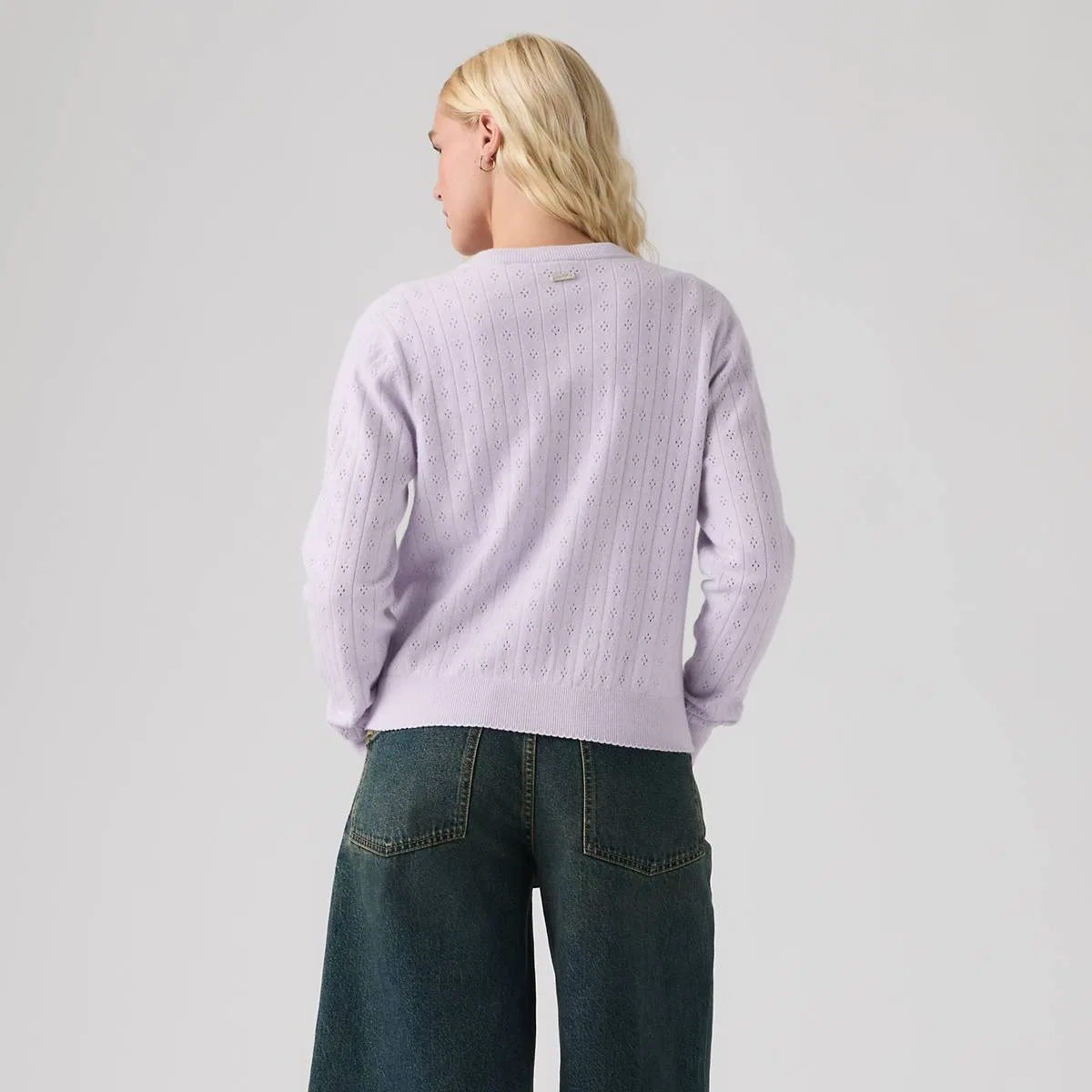 Очень мягкий ажурный кардиган с круглым вырезом Levi's, Lavender Blue - Blue — фото 4