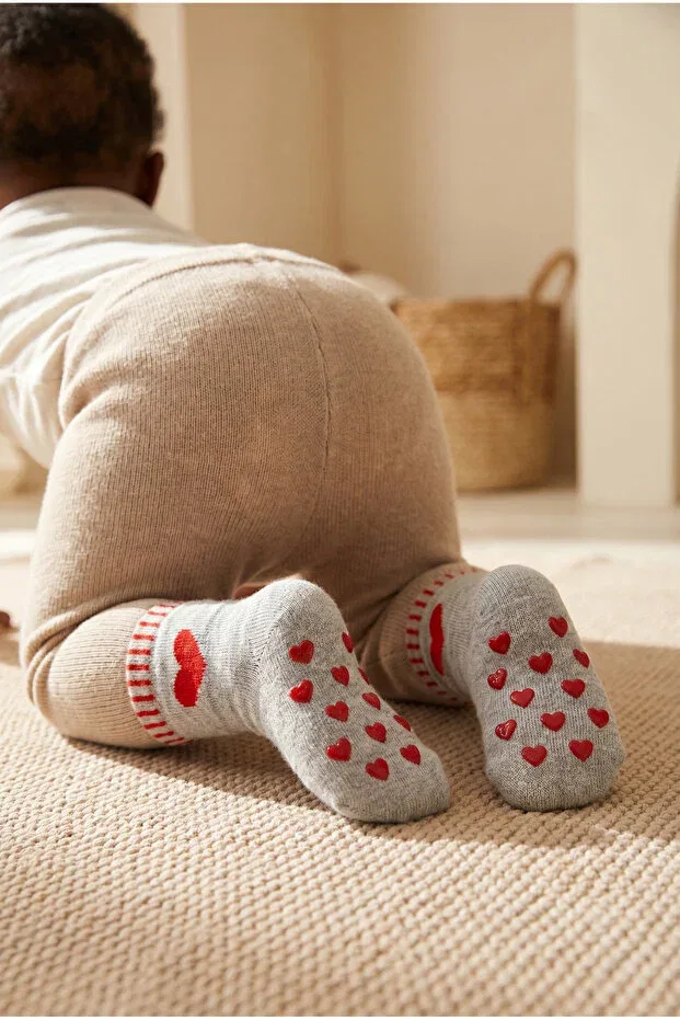 Детские носки для девочек с принтом Heart Patterned Katia&Bony, Grey — фото 2