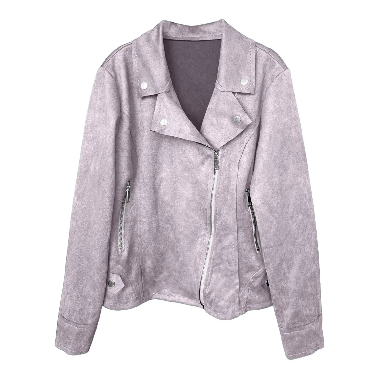 Женская куртка slim fit с молнией и пуговицами, grigio — фото 3