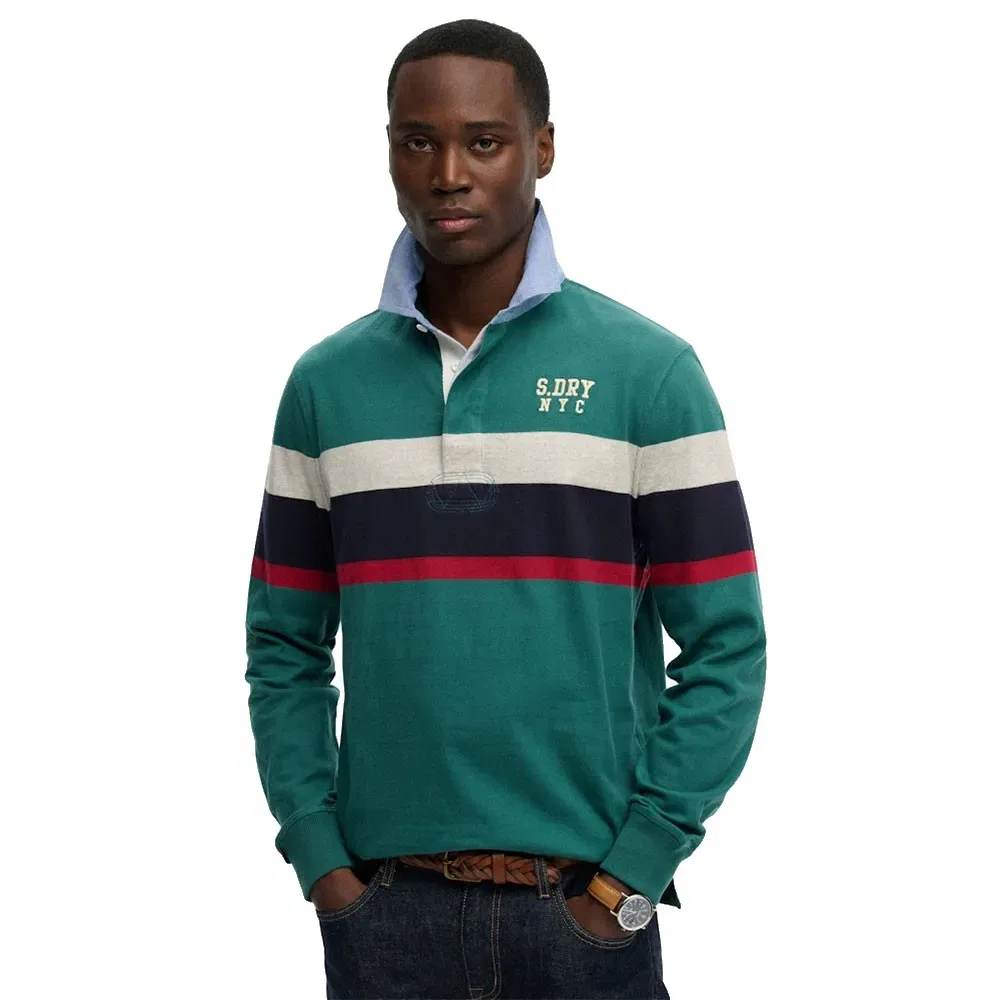 Лонгслив поло Vintage Chestband Rugby Superdry, зеленый