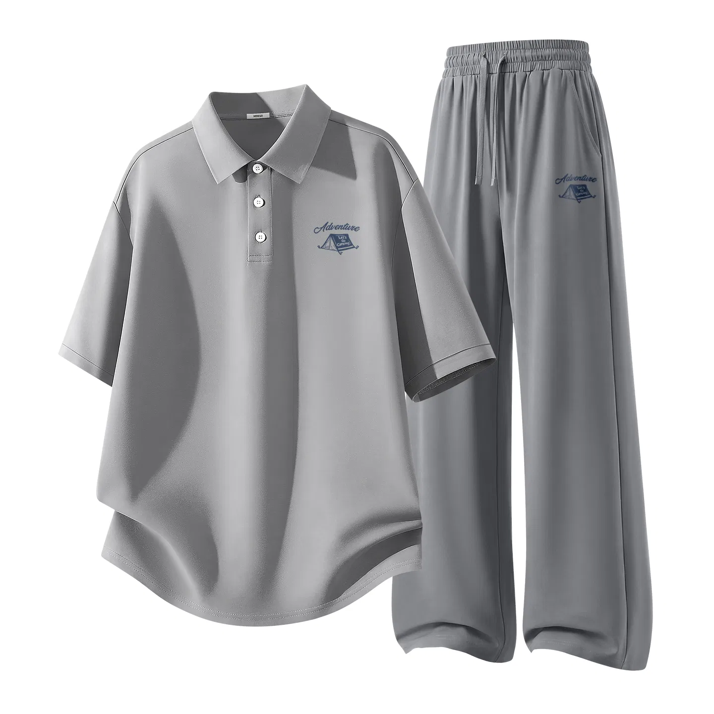 Детский комплект спортивной одежды с принтом Camping Adventure MINISO, Light Gray Dark Gray