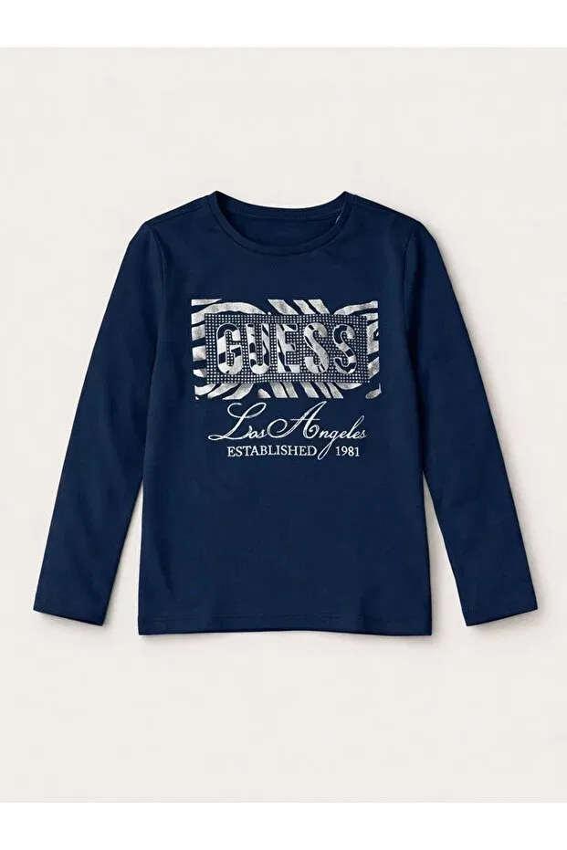 Детские свитшот для девочек с принтом Guess, Navy Blue
