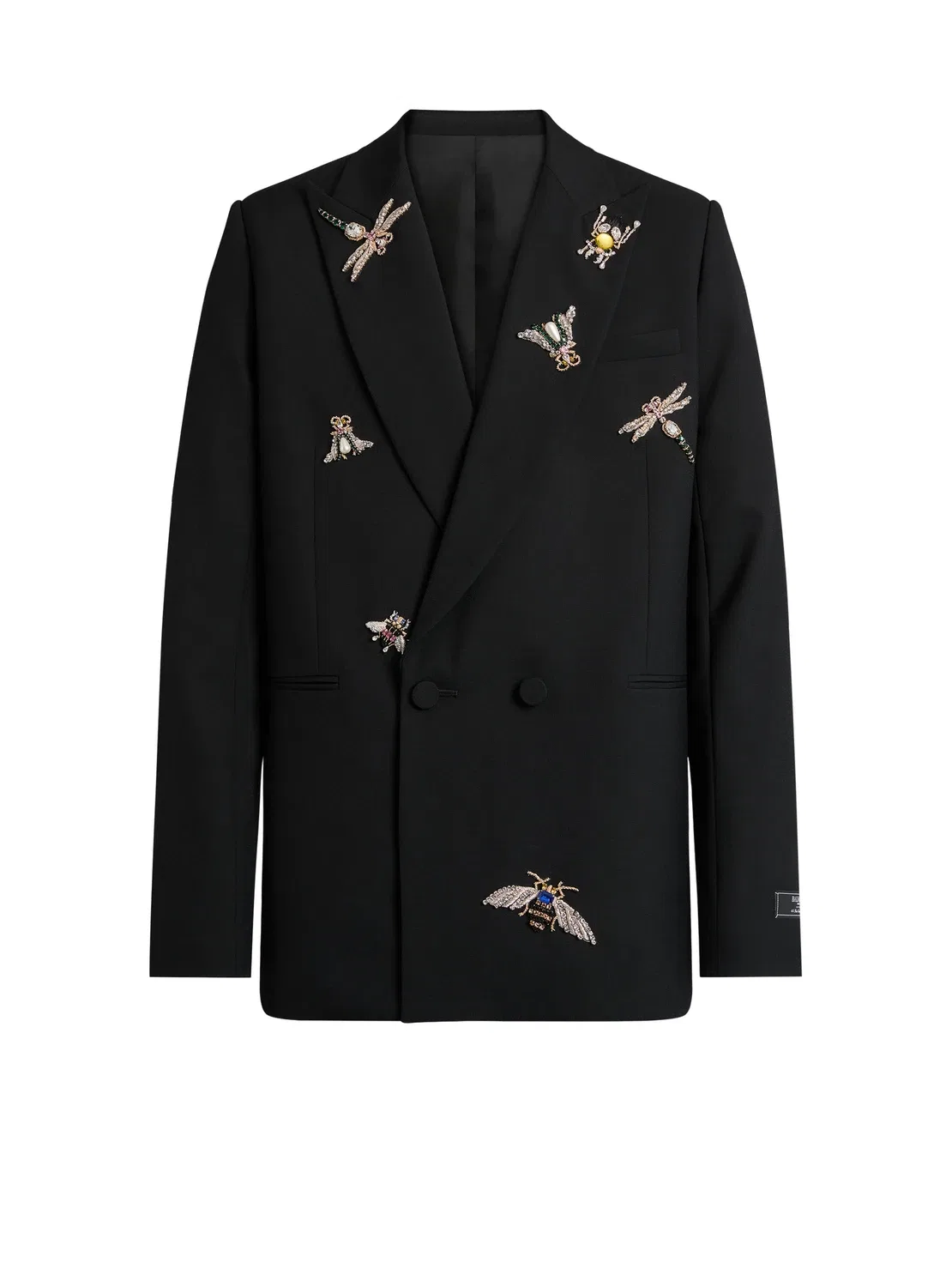 Жакет из шерсти с вышивкой и кристаллами Balmain Insect, черный