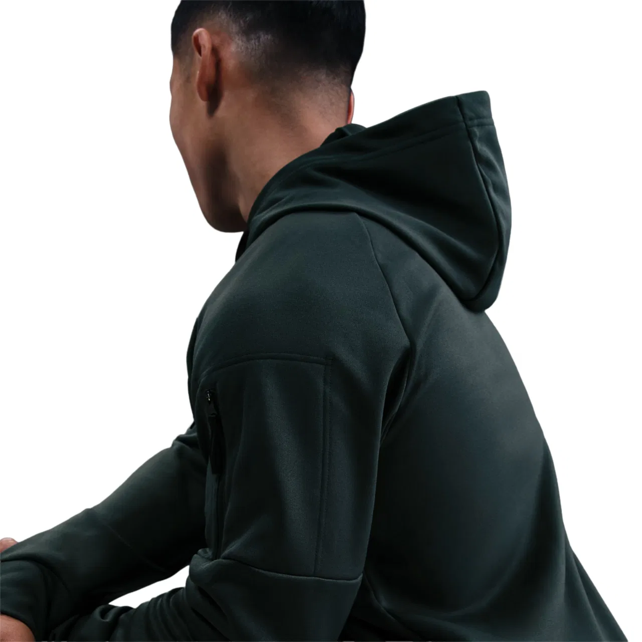 Мужское худи на молнии с технологией Therma-FIT Therma Fleece Full-Zip Hoodie Nike, Black/Seaweed — фото 2