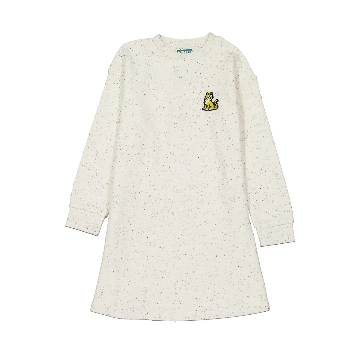 Платье-трапеция с длинным рукавом Terry Tiger Kenzo, Off White Marl