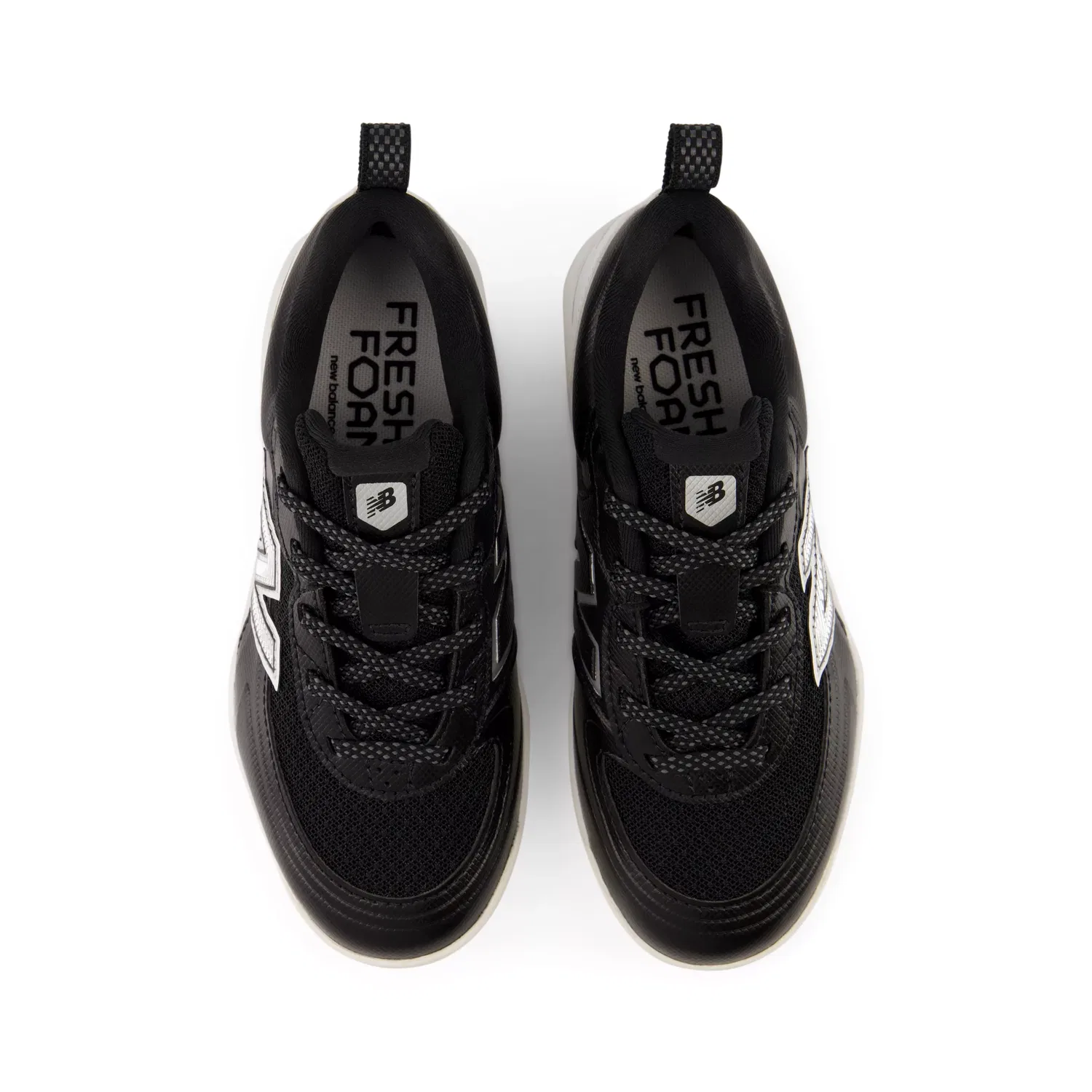 Детские бутсы для софтбола с шипами Velo v5 Rubber Molded New Balance, Black With Metallic Silver — фото 4