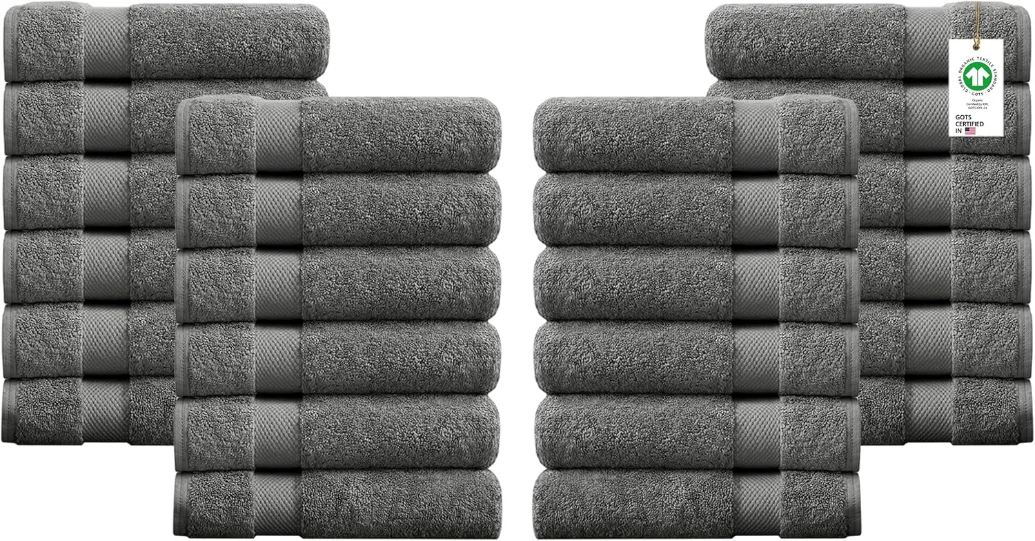 Набор мочалок 100% органический хлопок, Delara, 24 шт, Sharkskin Grey