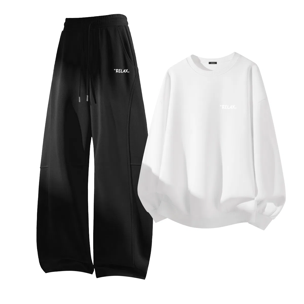 Детский комплект свитшотов Unisex Crew Neck Moderate MINISO, White Magic Text Chest Logo+Black Magic Text Pants Logo