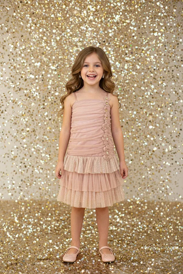 Детское платье для девочек из фатина с блестками Dide Kids, Powder