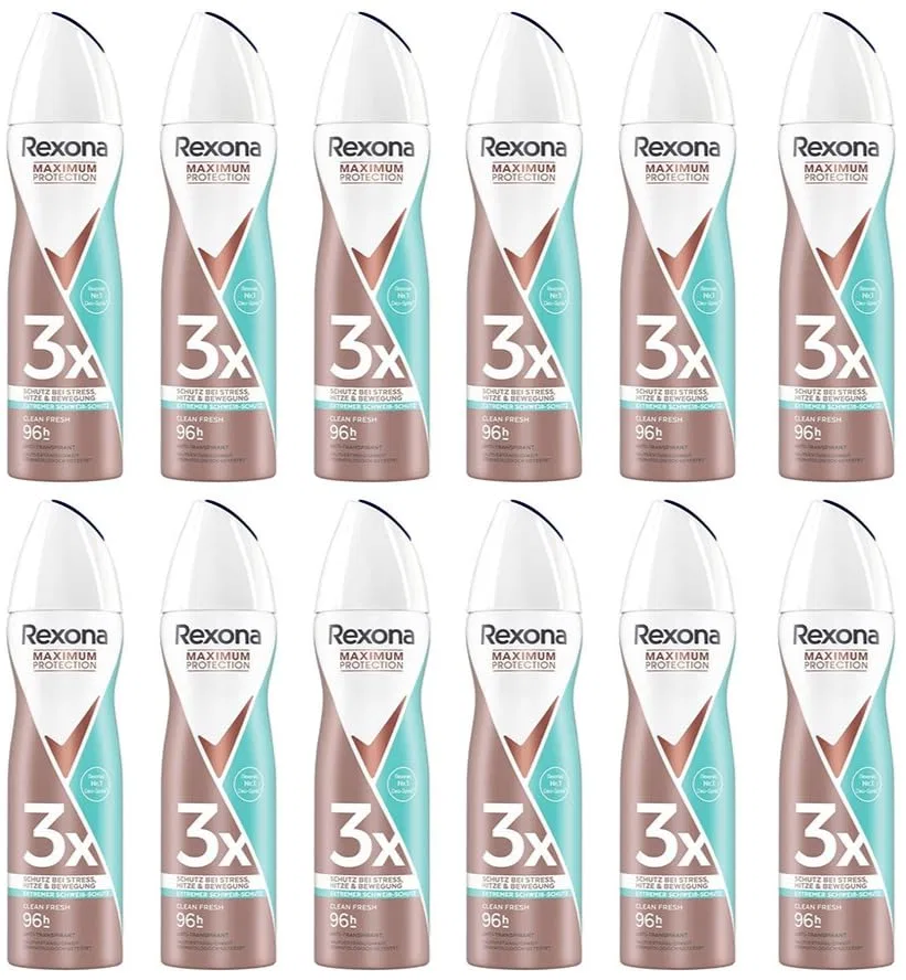 Антиперспирант-спрей Rexona Maximum Protection Clean Fresh, 12 шт. по 150 мл