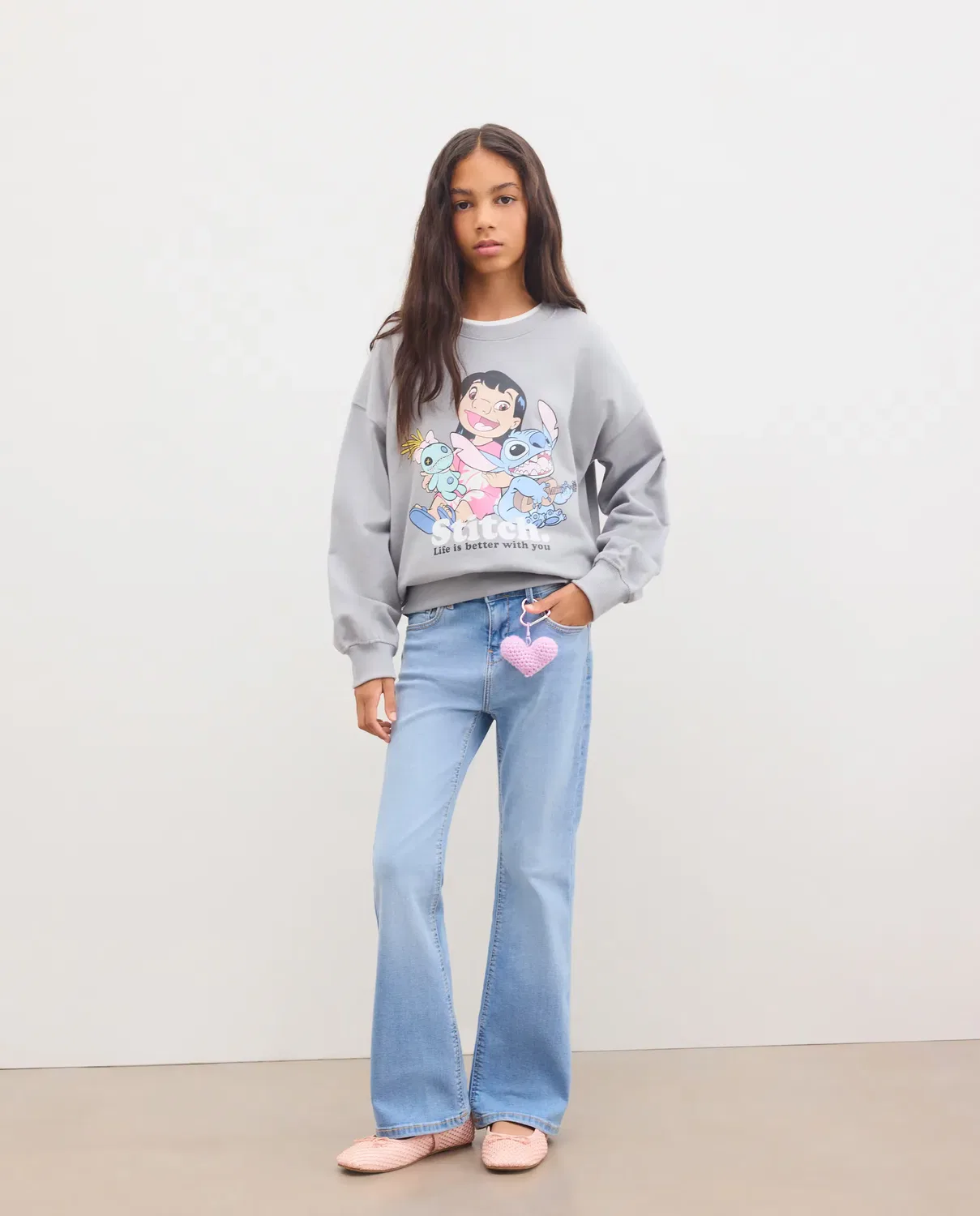 Детская худи для девочек с принтом LILO&STITCH Kids El Corte Inglés, Gris — фото 2