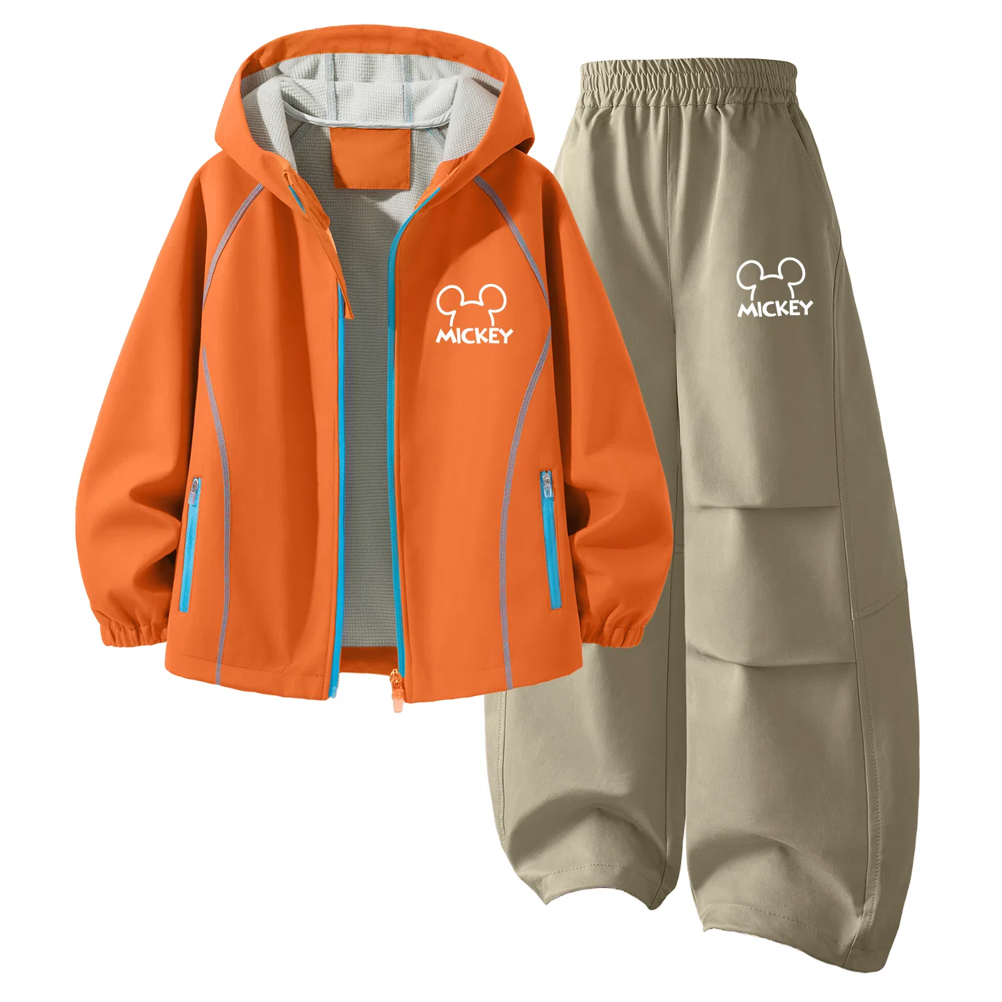 Детский комплект спортивной одежды с капюшоном, с принтом, Disney, Thick Plate Di Line K Vibrant Orange+Thick Plate Di Line K Khaki